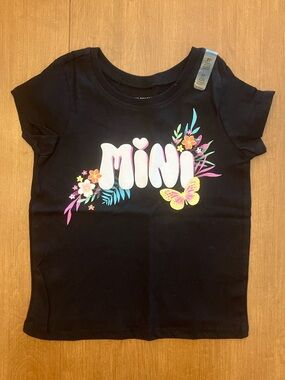 The Children's Place Black 'Mini' Graphic Tee with Floral & Butterfly Accents
